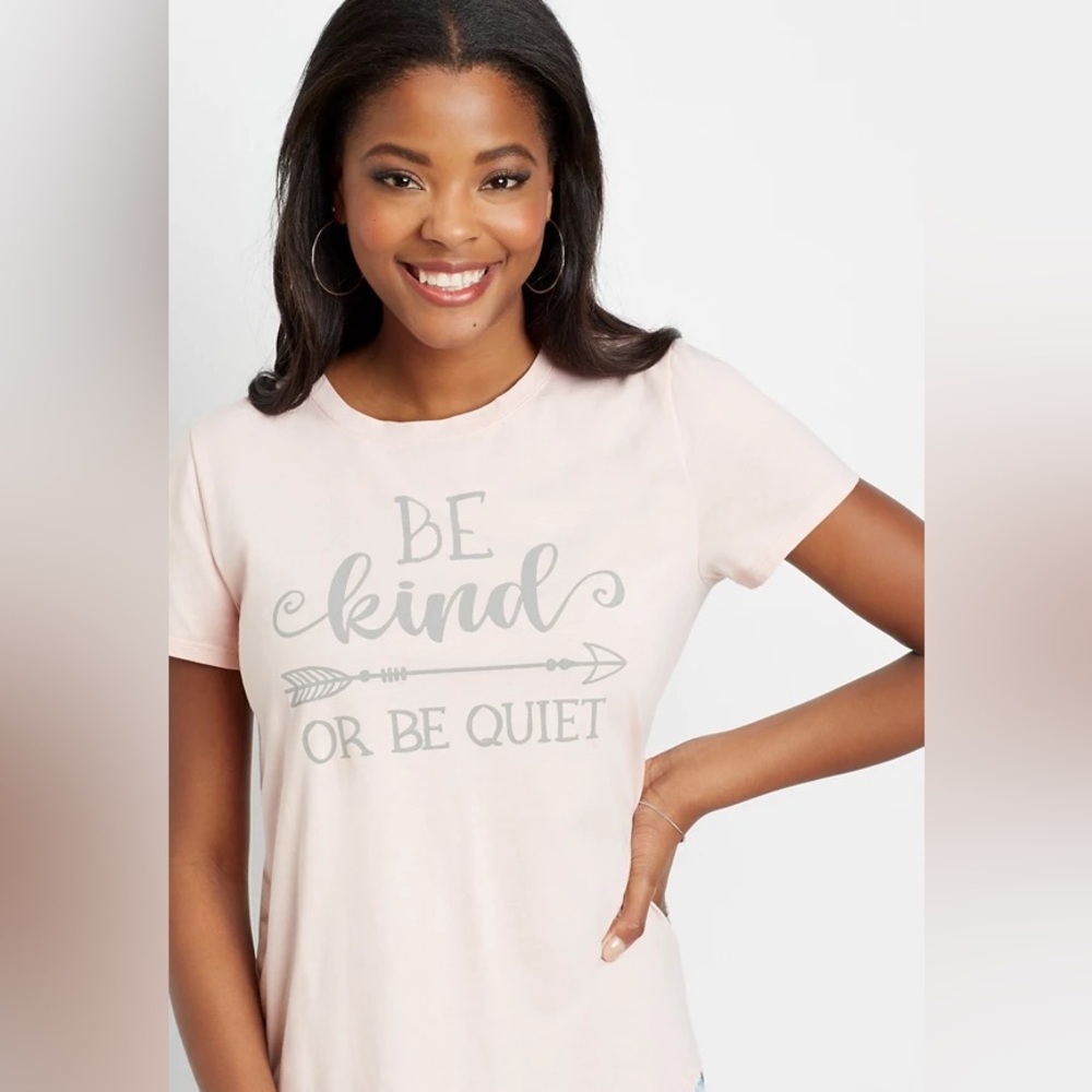 Maurices Be Kind Or Be Quiet Graphic Tee Pink Short Sleeve T-Shirt Size Large